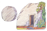 Primary Cutout Illustration Tomb and Stone